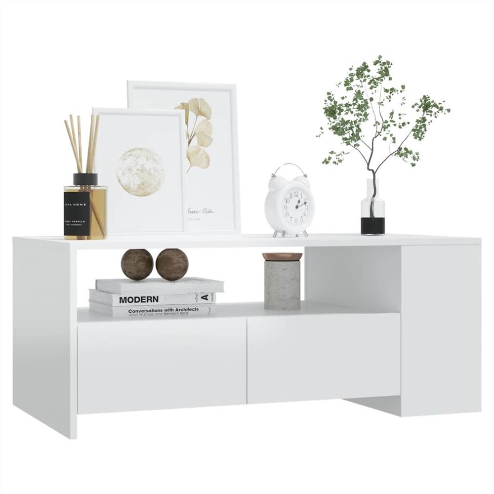 Coffee Table High Gloss White 102x55x42 cm Engineered Wood