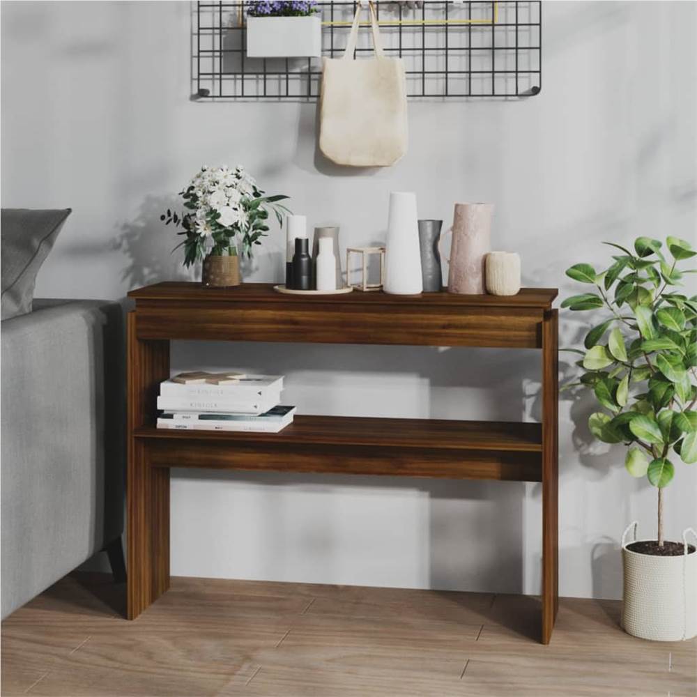 

Console Table Brown Oak 102x30x80 cm Engineered Wood
