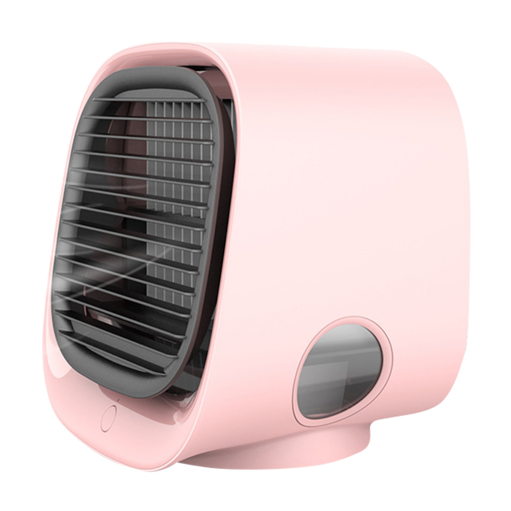 mini enfriador de aire de escritorio, velocidad de 3 niveles, ventilador de aire acondicionado para el hogar, ventilador de enfriamiento portátil, bajo nivel de ruido, luz nocturna - rosa