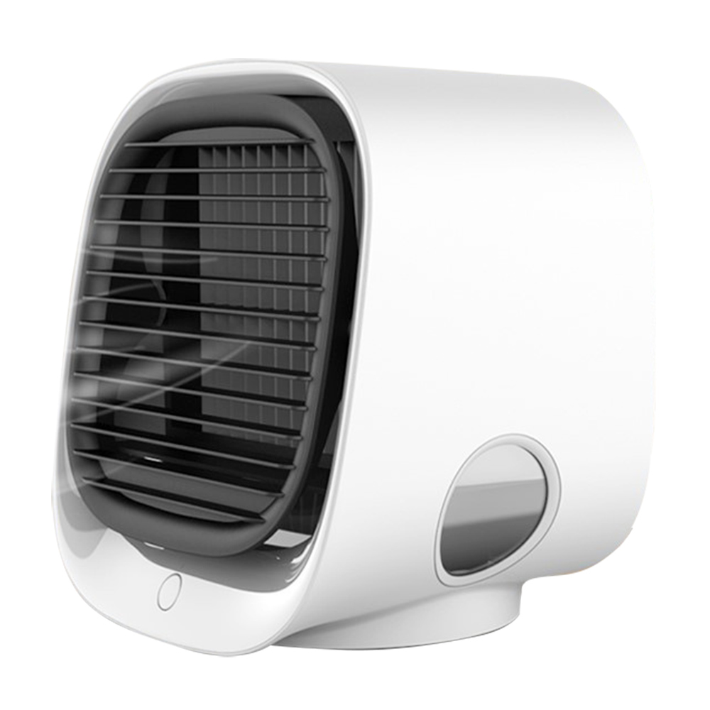Desktop Mini Air Cooler, ความเร็ว 3 ระดับ, พัดลมแอร์บ้าน, พัดลมระบายความร้อนแบบพกพา, เสียงรบกวนต่ำ, ไฟกลางคืน - สีขาว