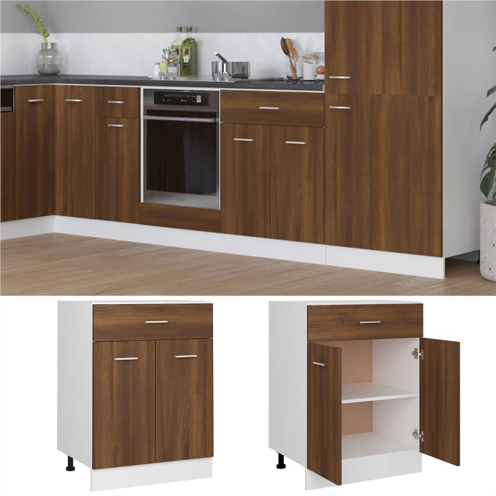 Drawer Bottom Cabinet Brown Oak 60x46x81.5 Cm Engineered Wood 8 Drawer Bottom Cabinet Brown Oak 60x46x81.5 cm Engineered Wood