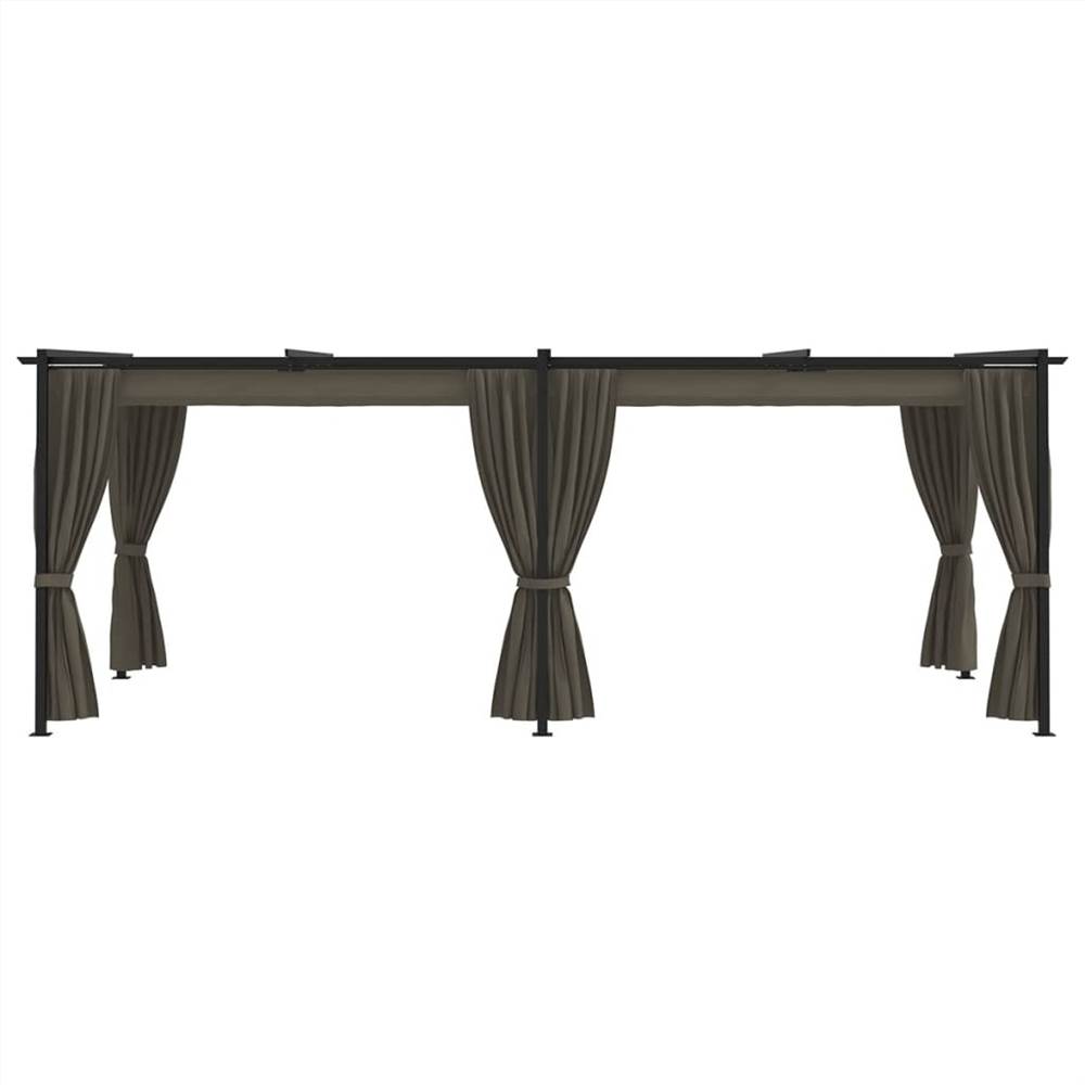 Gazebo with Curtains 6x3 m Taupe Steel