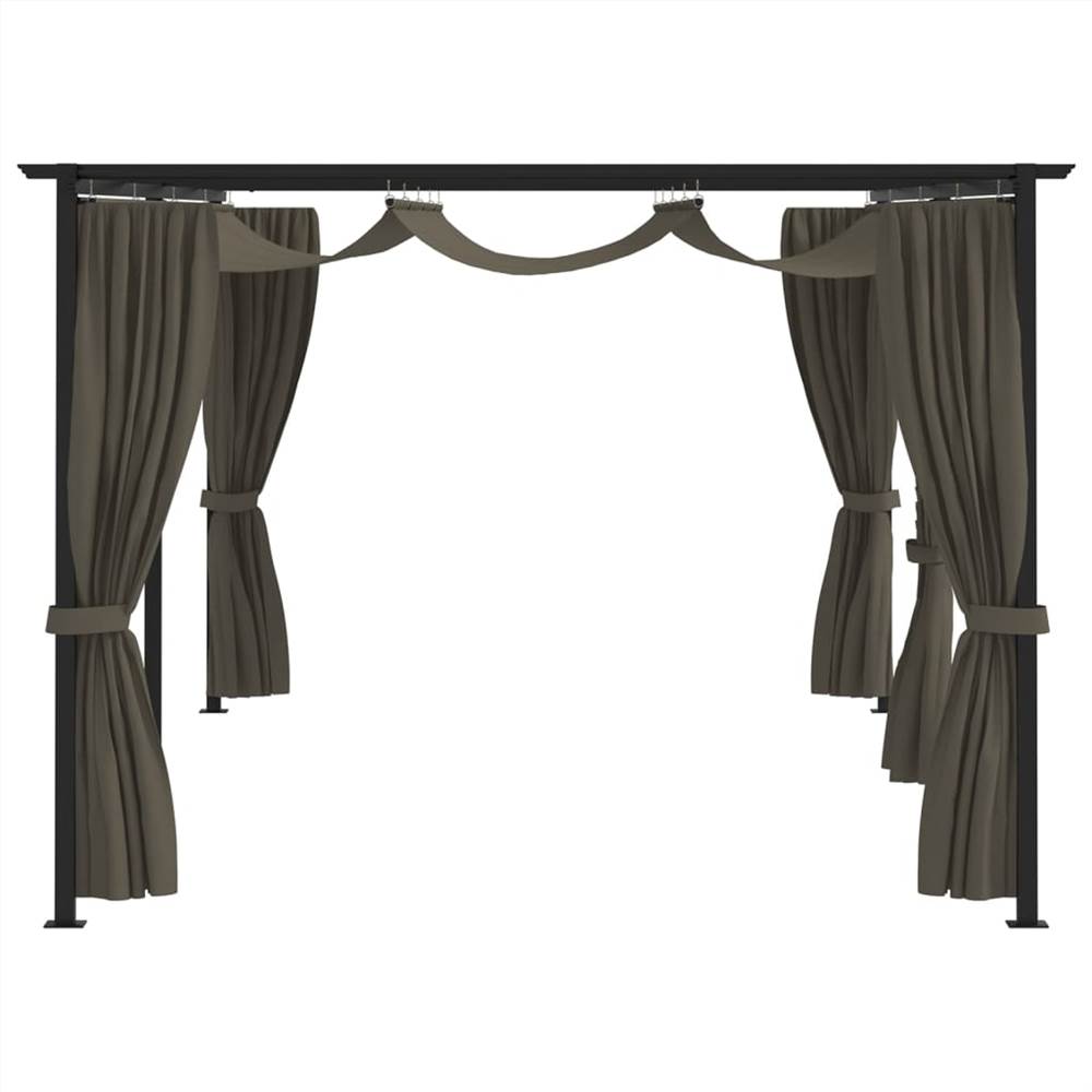 Gazebo with Curtains 6x3 m Taupe Steel