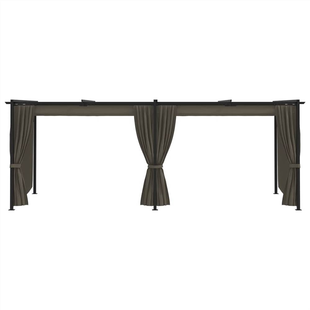 Gazebo with Curtains 6x3 m Taupe Steel