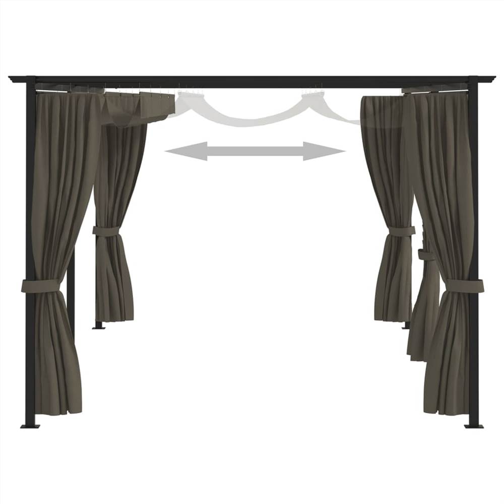 Gazebo with Curtains 6x3 m Taupe Steel