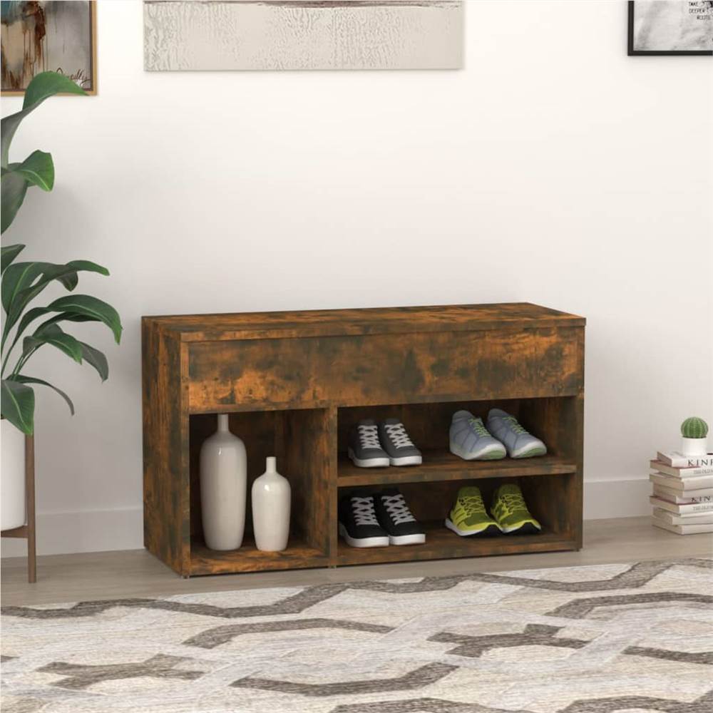 Shoe Bench Smoked Oak 80x30x45 Cm Engineered Wood 15 Shoe Bench Smoked Oak 80x30x45 cm Engineered Wood