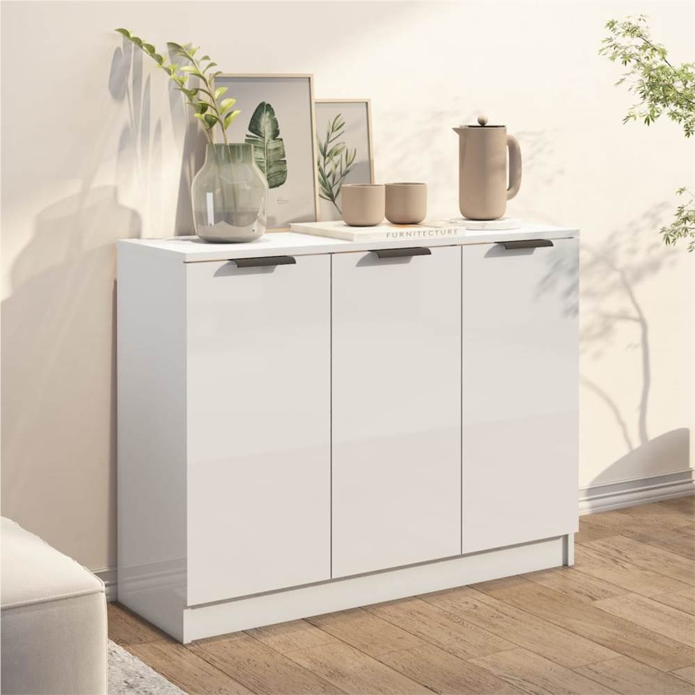 Sideboard High Gloss White 90.5x30x70 Cm Engineered Wood 8 Sideboard High Gloss White 90.5x30x70 cm Engineered Wood