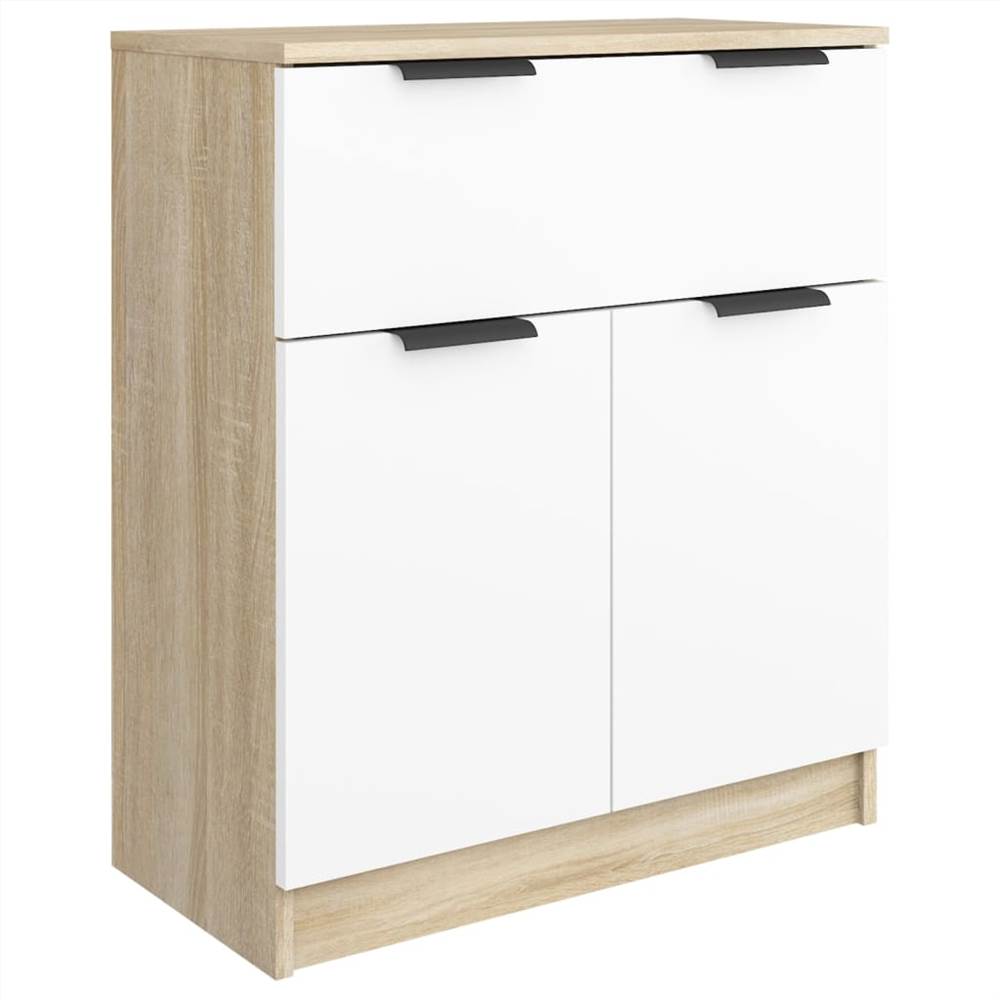Sideboard White and Sonoma Oak 60x30x70 cm Engineered Wood