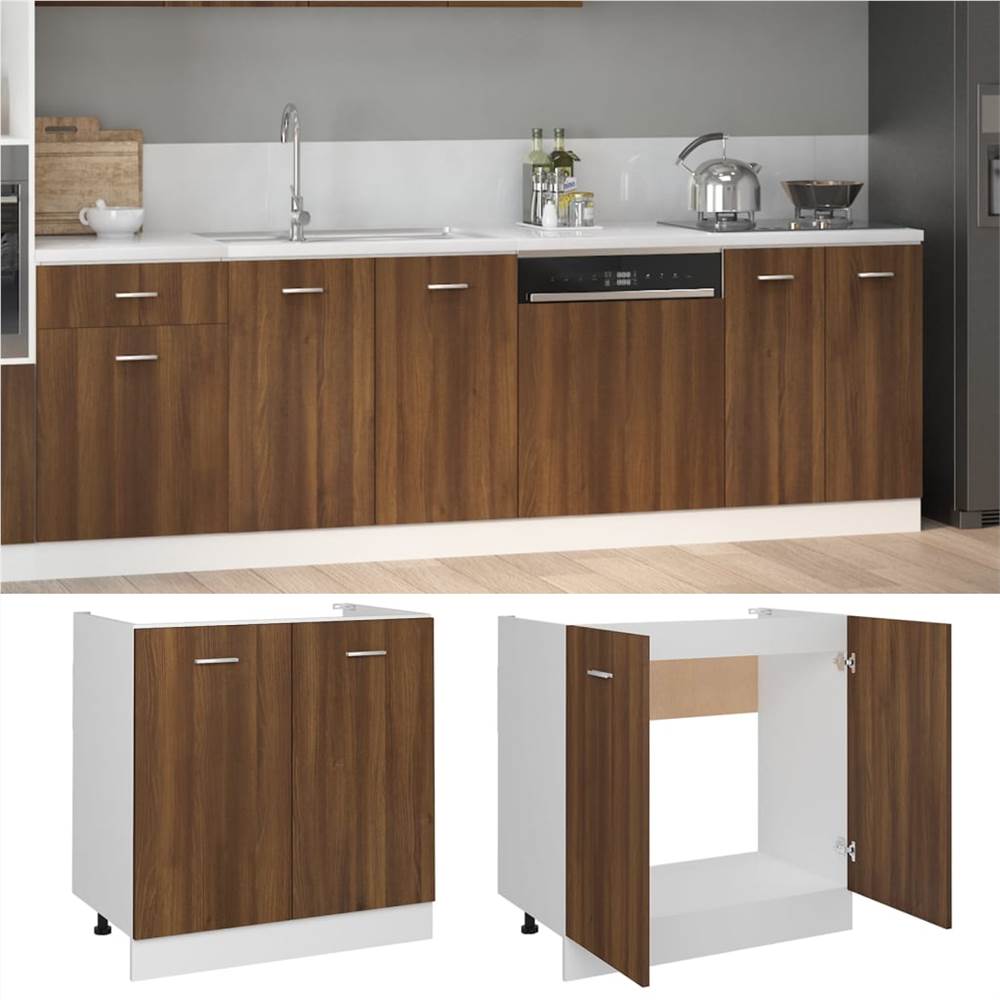 Sink Bottom Cabinet Brown Oak 80x46x81.5 Cm Engineered Wood 8 Sink Bottom Cabinet Brown Oak 80x46x81.5 cm Engineered Wood