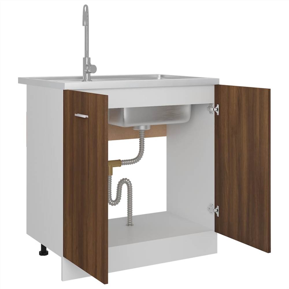 Sink Bottom Cabinet Brown Oak 80x46x81.5 Cm Engineered Wood 9 Sink Bottom Cabinet Brown Oak 80x46x81.5 cm Engineered Wood