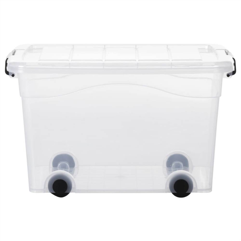 Storage Boxes With Wheels & Lids 5 Pcs Transparent 40 L 15 Storage Boxes with Wheels & Lids 5 pcs Transparent 40 L