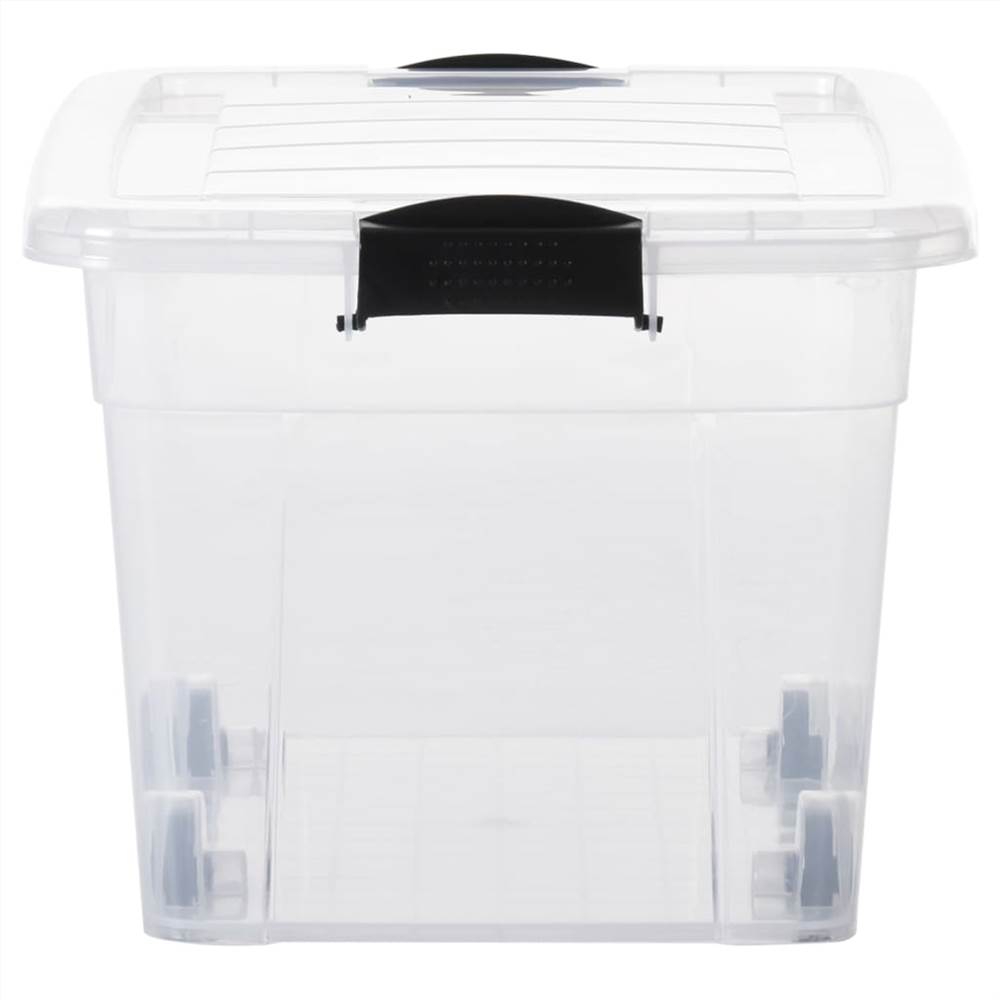 Storage Boxes With Wheels & Lids 5 Pcs Transparent 40 L 17 Storage Boxes with Wheels & Lids 5 pcs Transparent 40 L