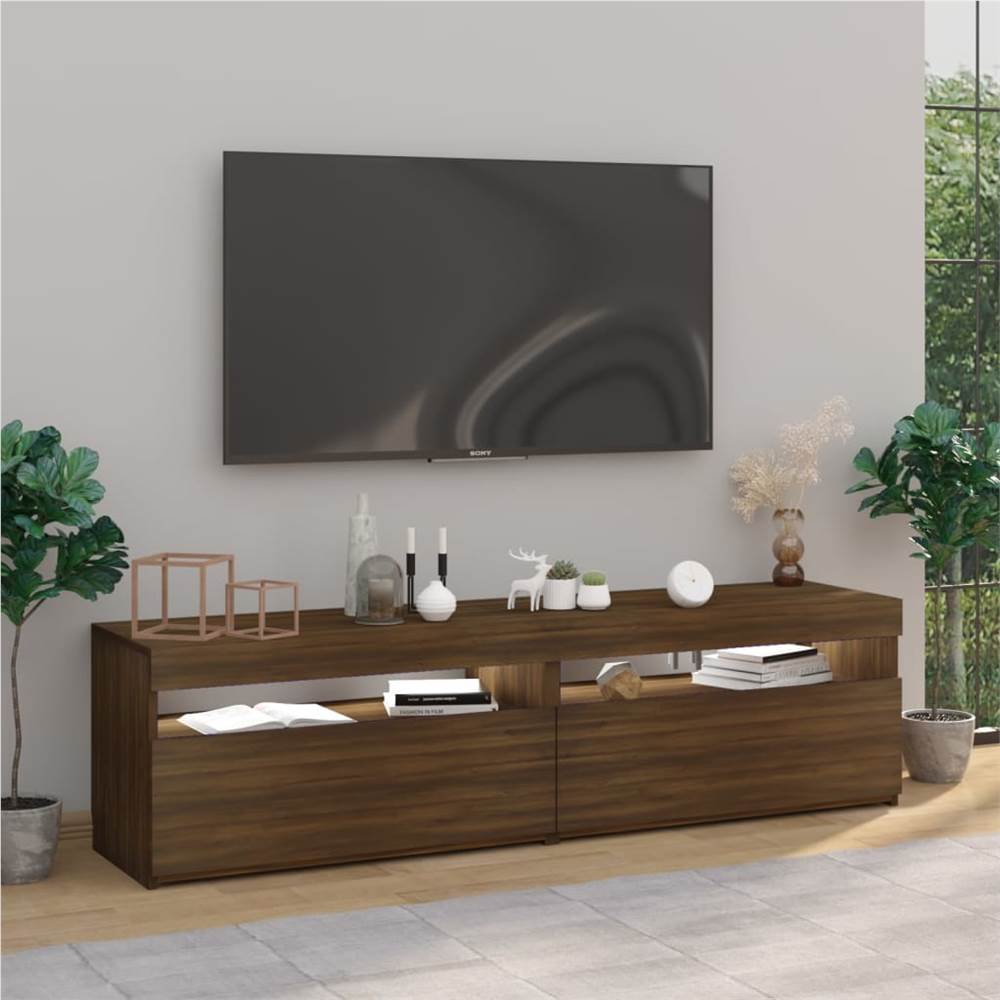 TV Cabinet with LED Lights 2 pcs Brown Oak 75x35x40 cm