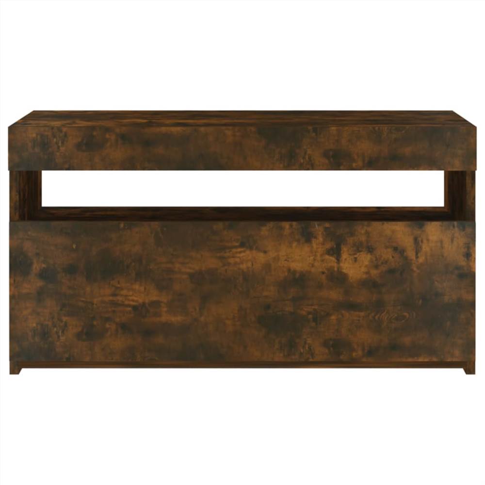 TV Cabinet with LED Lights Smoked Oak 75x35x40 cm