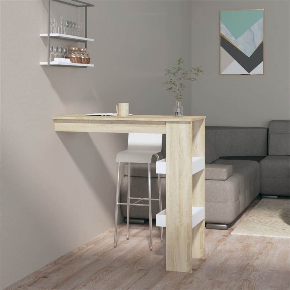 

Wall Bar Table White&Sonoma Oak 102x45x103.5 cm Engineered Wood