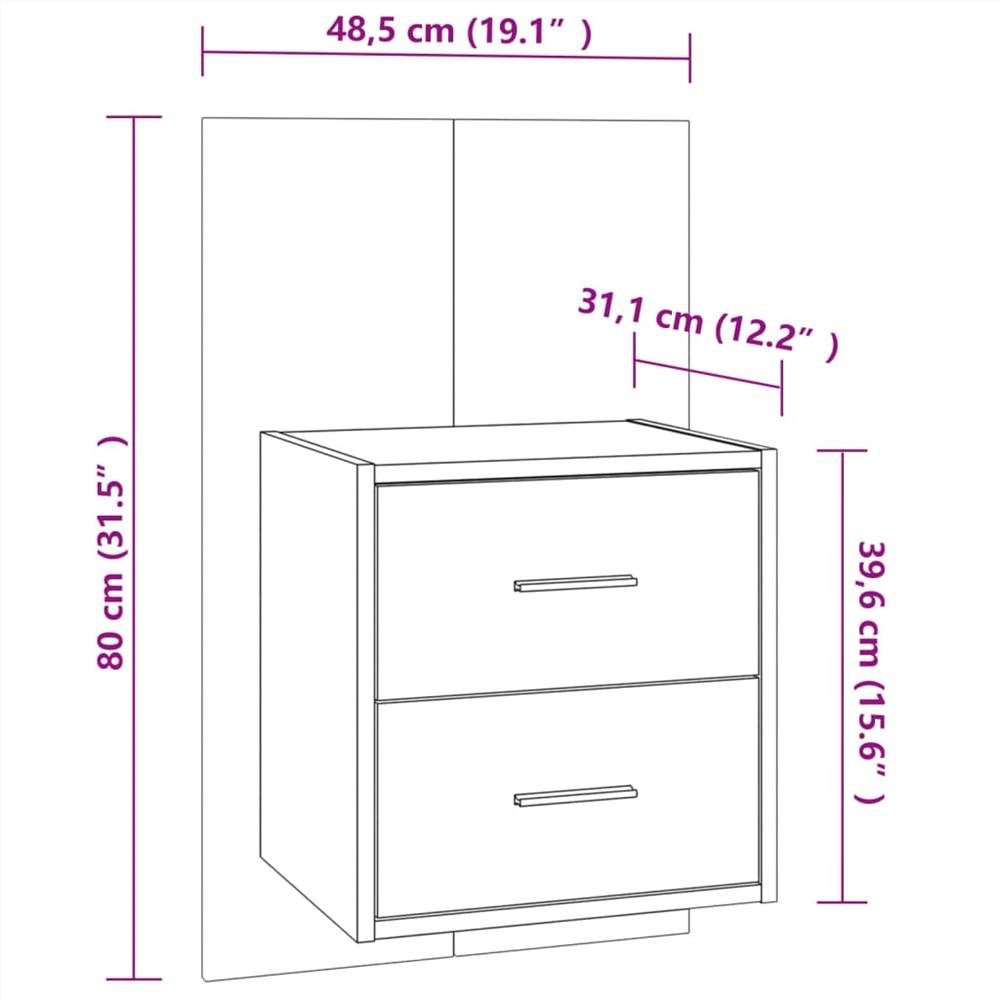 Wall Bedside Cabinet White and Sonoma Oak Engineered Wood