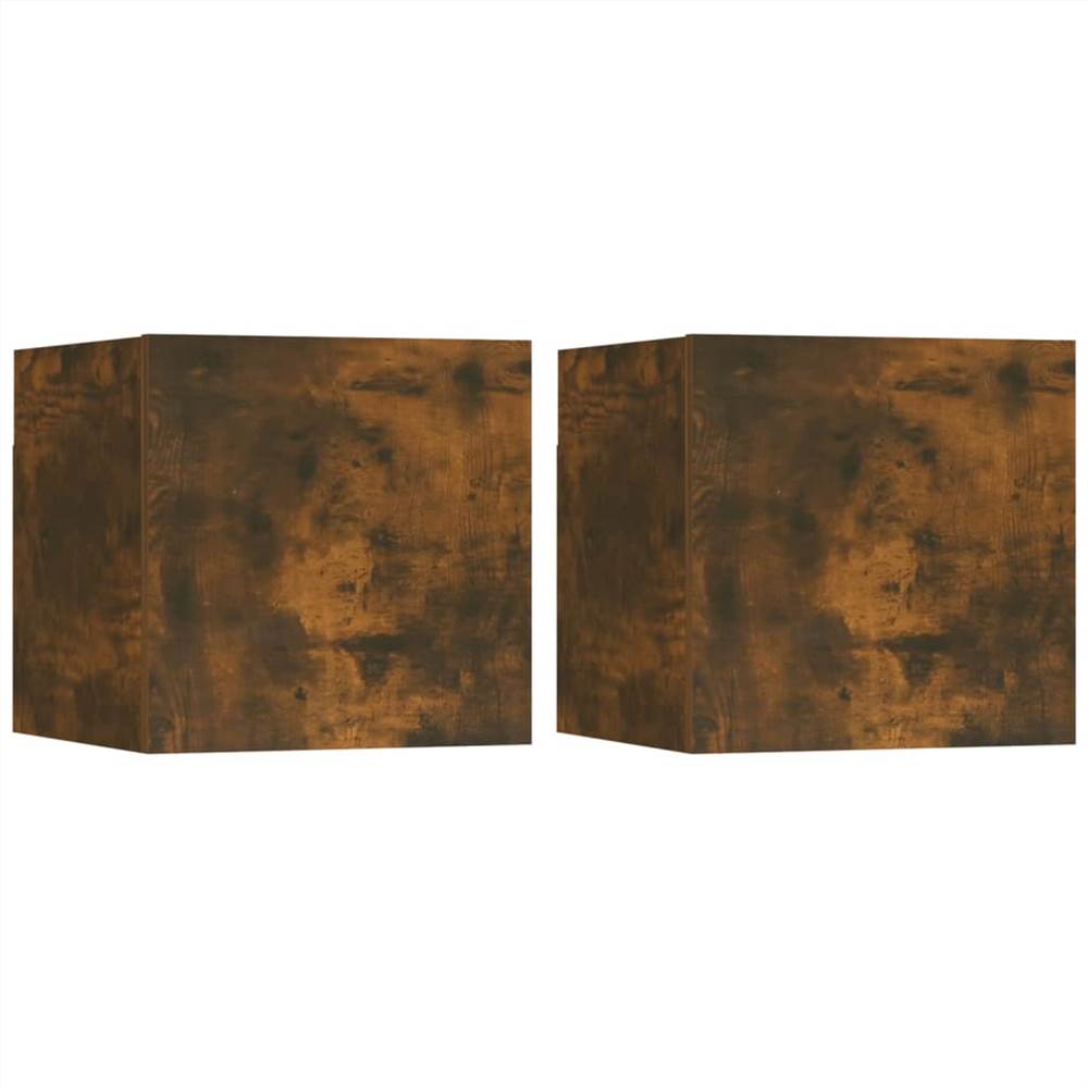 Wall Mounted TV Cabinet 2 Pcs Smoked Oak 30.5x30x30 Cm 7 Wall Mounted TV Cabinet 2 pcs Smoked Oak 30.5x30x30 cm