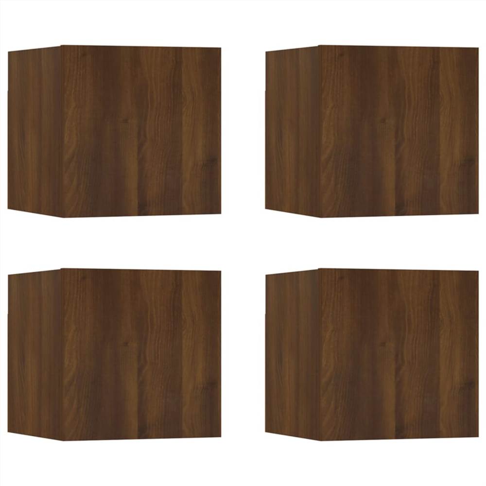 Wall Mounted TV Cabinet 4 pcs Brown Oak 30.5x30x30 cm
