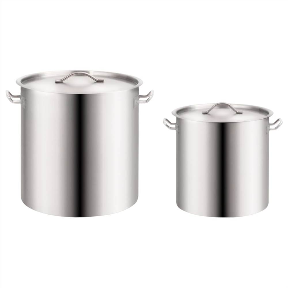 2 Piece Stock Pot Set 98/50 L Stainless Steel