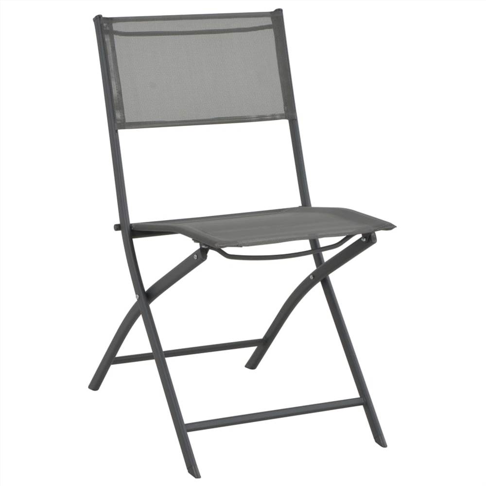 3 Piece Folding Bistro Set Steel Grey