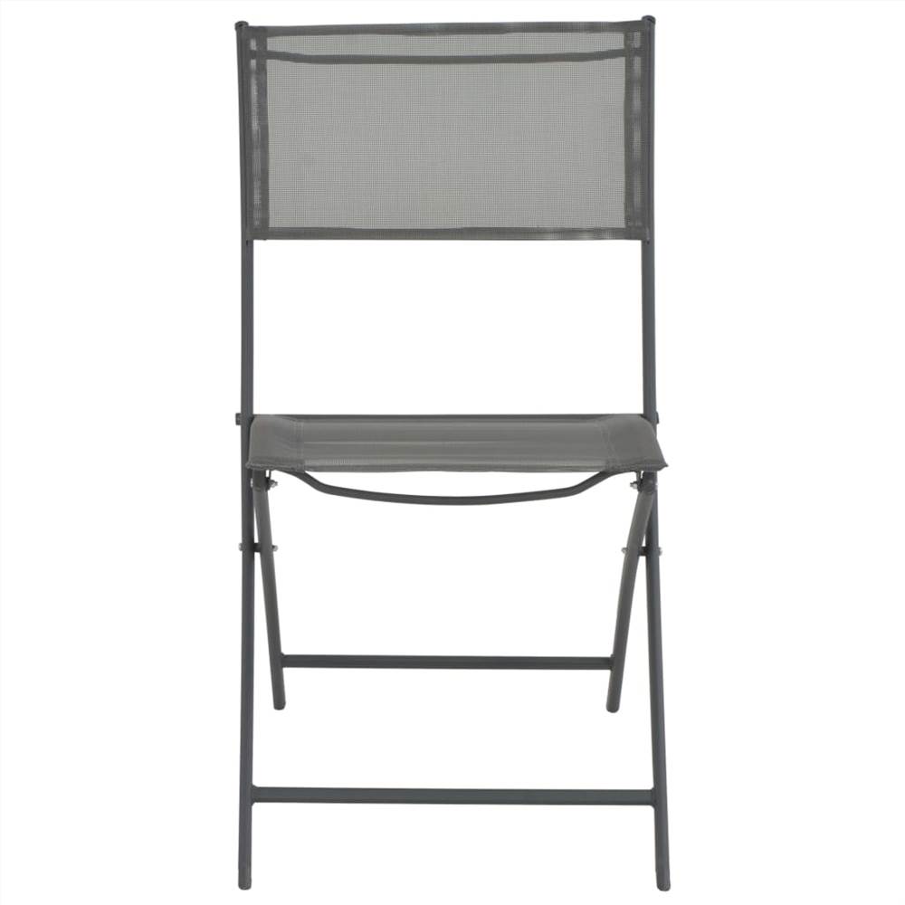3 Piece Folding Bistro Set Steel Grey