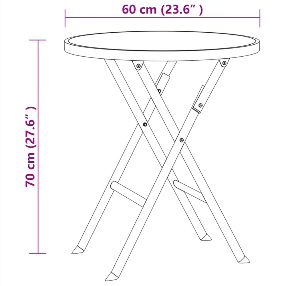 3 Piece Folding Bistro Set Steel Grey