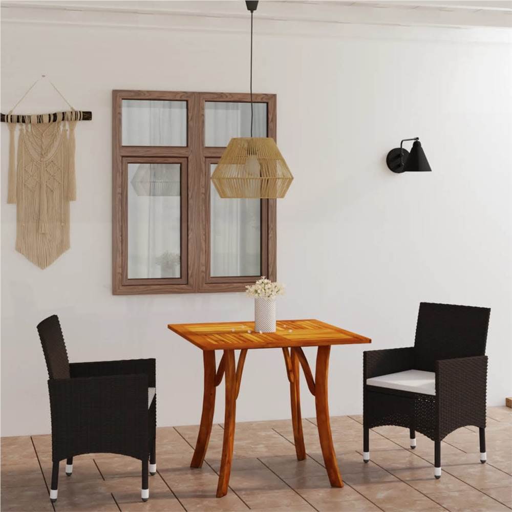 

3 Piece Garden Dining Set with Cushions Poly Rattan Brown