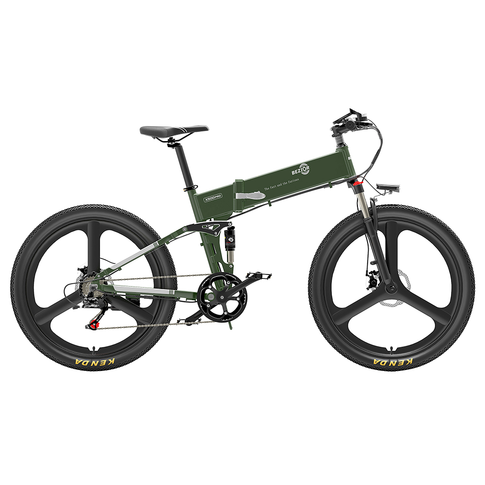 BEZIOR X500 Pro-IT Folding Electric Bike Bicycle 26 Inch Tire 500W Motor Max Speed 30Km/h 48V 10.4Ah Battery Aluminum Alloy Frame Shimano 7-Speed Shift 100KM Power-Assisted Range LCD Display IP54 Waterproof Max Load 200KG - Black Green