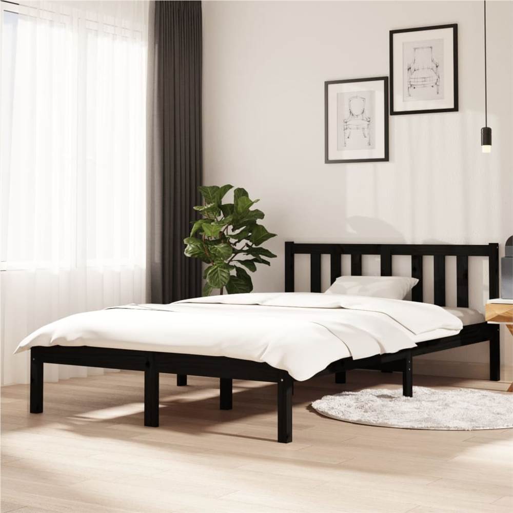 

Bed Frame Black Solid Wood 120x200 cm