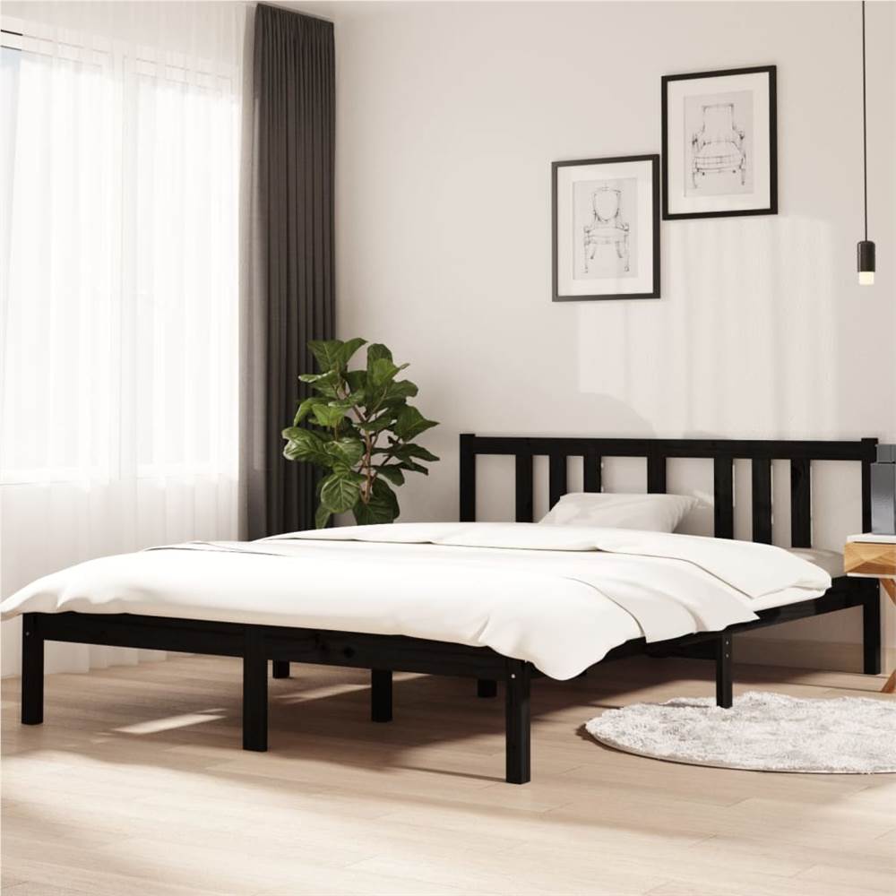 

Bed Frame Black Solid Wood 140x200 cm