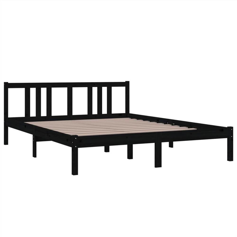 Bed Frame Black Solid Wood 150x200 Cm 5FT King Size 8 Bed Frame Black Solid Wood 150x200 cm 5FT King Size