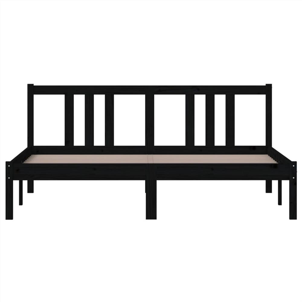 Bed Frame Black Solid Wood 150x200 Cm 5FT King Size 9 Bed Frame Black Solid Wood 150x200 cm 5FT King Size