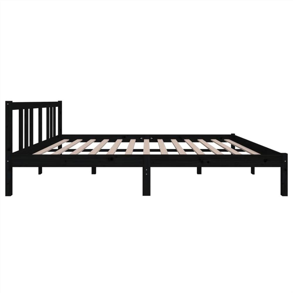 Bed Frame Black Solid Wood 150x200 Cm 5FT King Size 10 Bed Frame Black Solid Wood 150x200 cm 5FT King Size