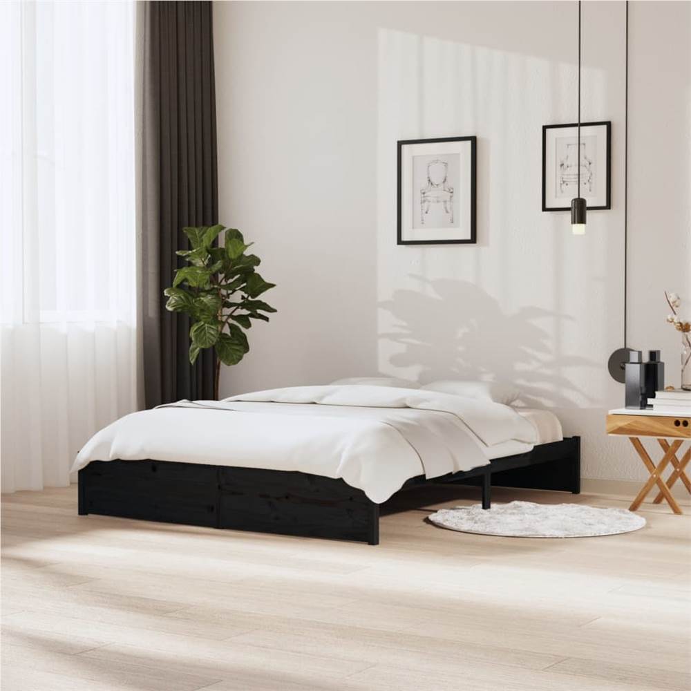 

Bed Frame Black Solid Wood 160x200 cm