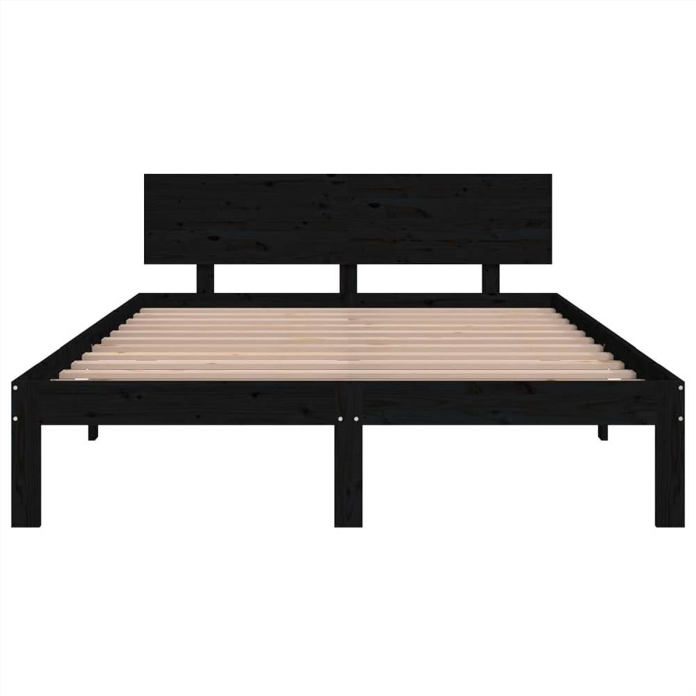 Bed Frame Black Solid Wood 160x200 Cm 5FT King Size 9 Bed Frame Black Solid Wood 160x200 cm 5FT King Size