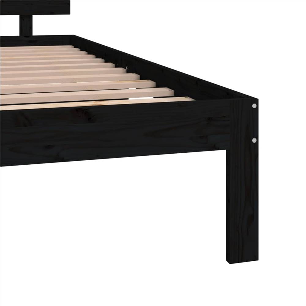 Bed Frame Black Solid Wood 160x200 Cm 5FT King Size 11 Bed Frame Black Solid Wood 160x200 cm 5FT King Size