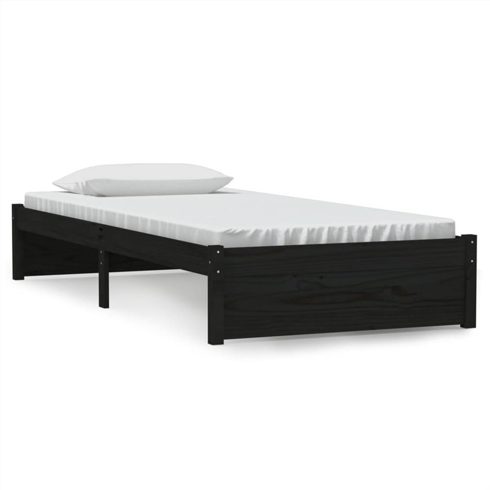 Bed Frame Black Solid Wood 90x190 Cm 3FT Single 7 Bed Frame Black Solid Wood 90x190 cm 3FT Single