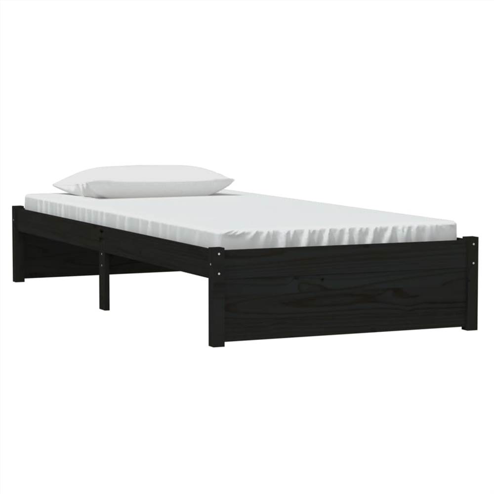 Bed Frame Black Solid Wood 90x190 Cm 3FT Single 8 Bed Frame Black Solid Wood 90x190 cm 3FT Single