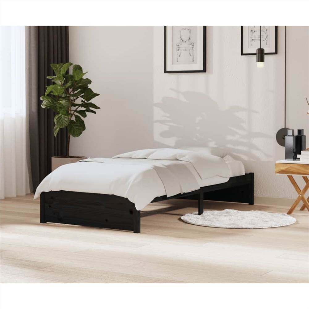 

Bed Frame Black Solid Wood 90x200 cm