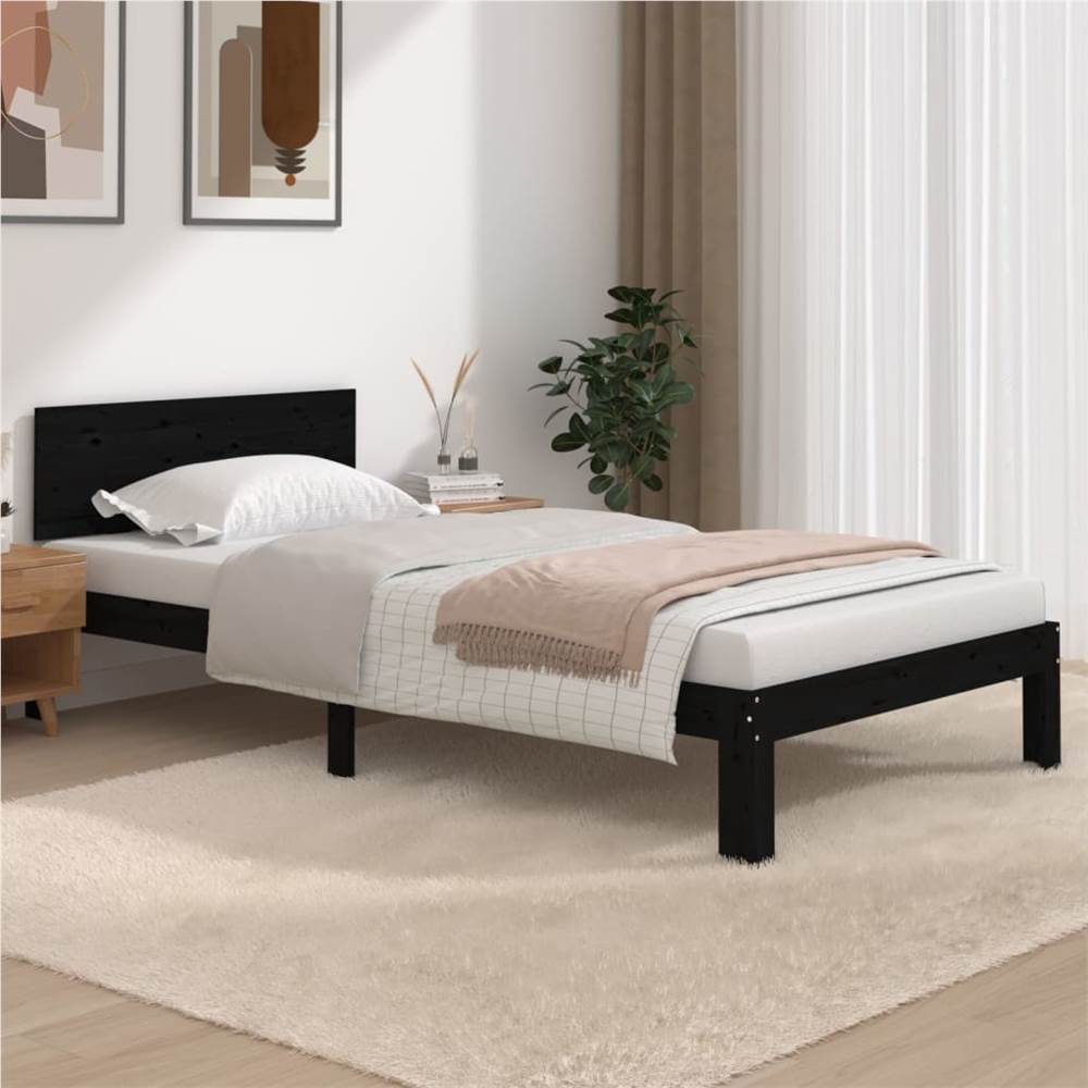 

Bed Frame Black Solid Wood Pine 100x200 cm