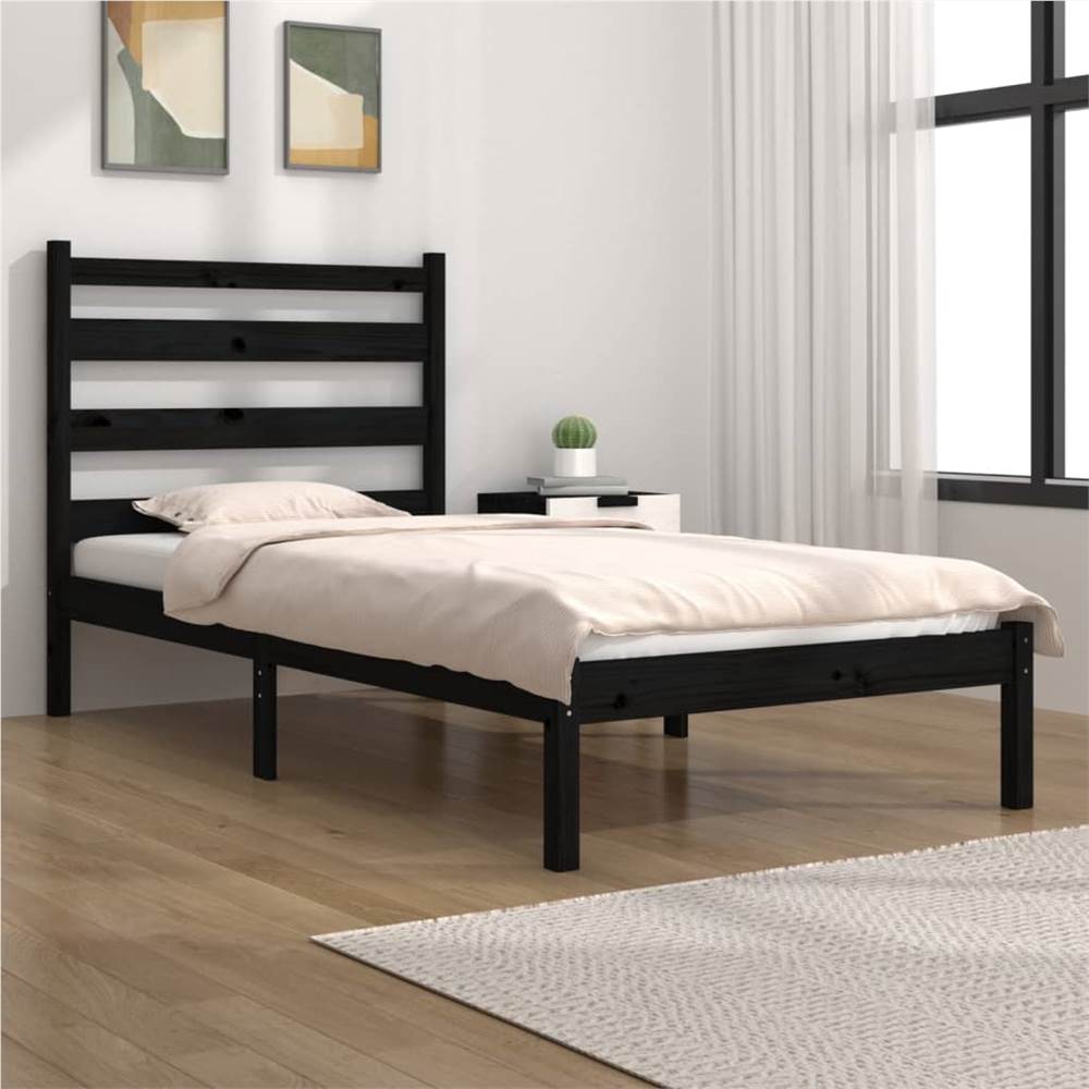 

Bed Frame Black Solid Wood Pine 100x200 cm