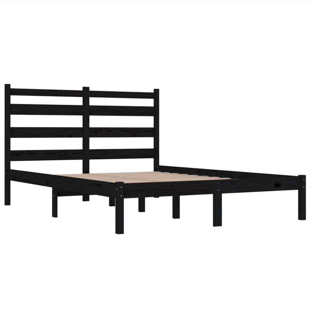 Bed Frame Black Solid Wood Pine 140x190 Cm 9 Bed Frame Black Solid Wood Pine 140x190 cm