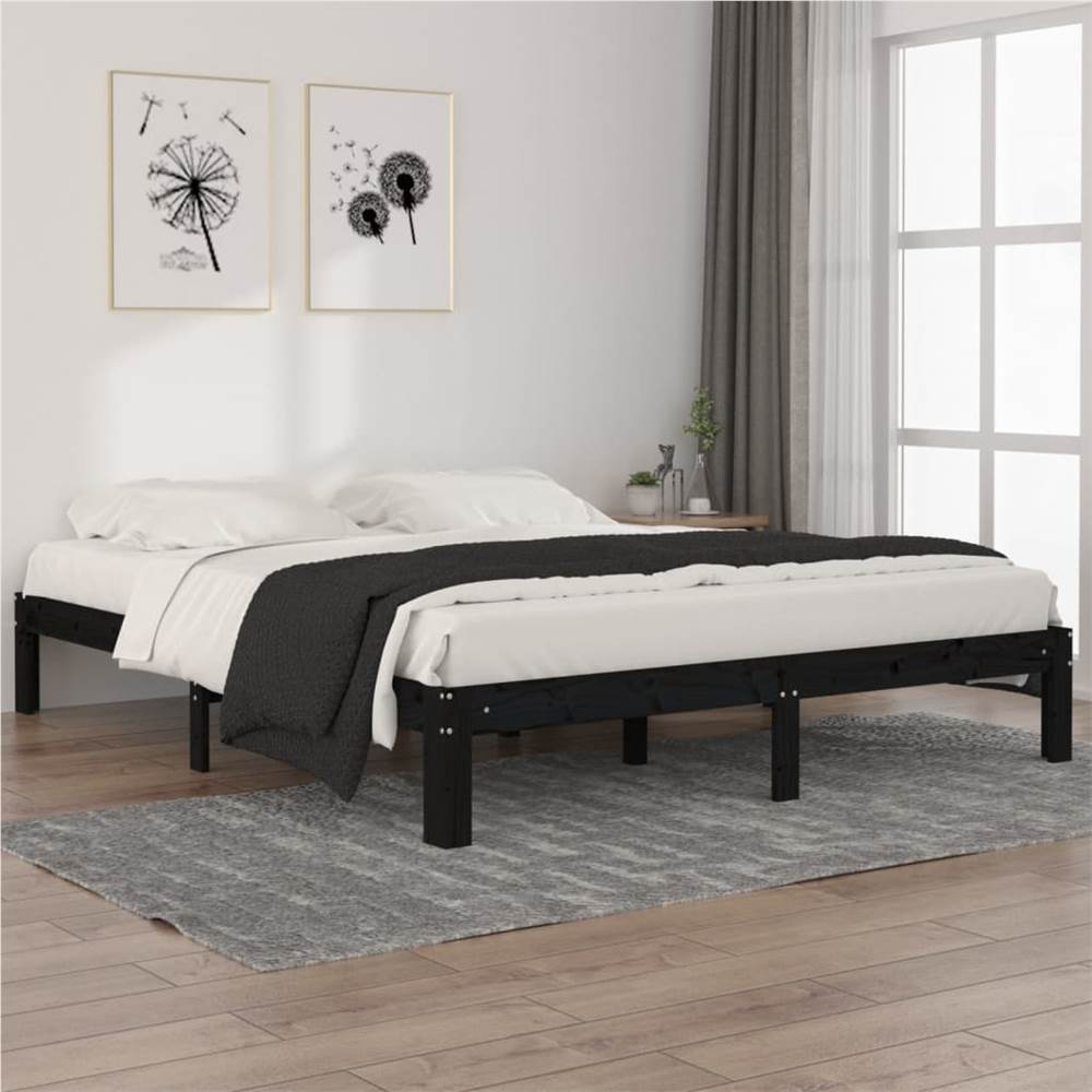 

Bed Frame Black Solid Wood Pine 160x200 cm