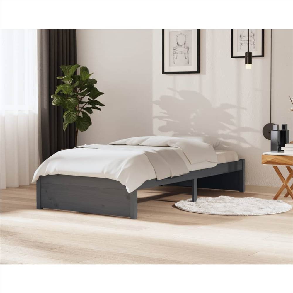 

Bed Frame Grey Solid Wood 100x200 cm