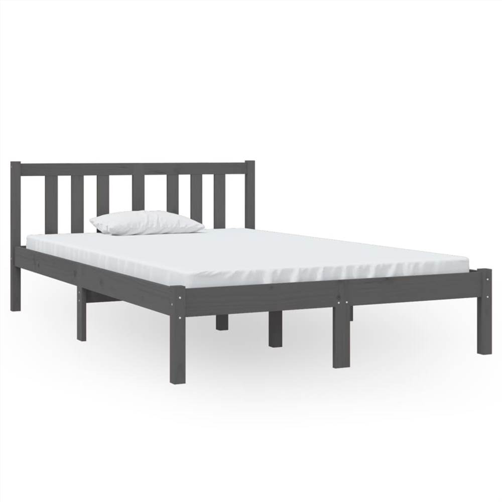 Bed Frame Grey Solid Wood 120x190 cm 4FT Small Double
