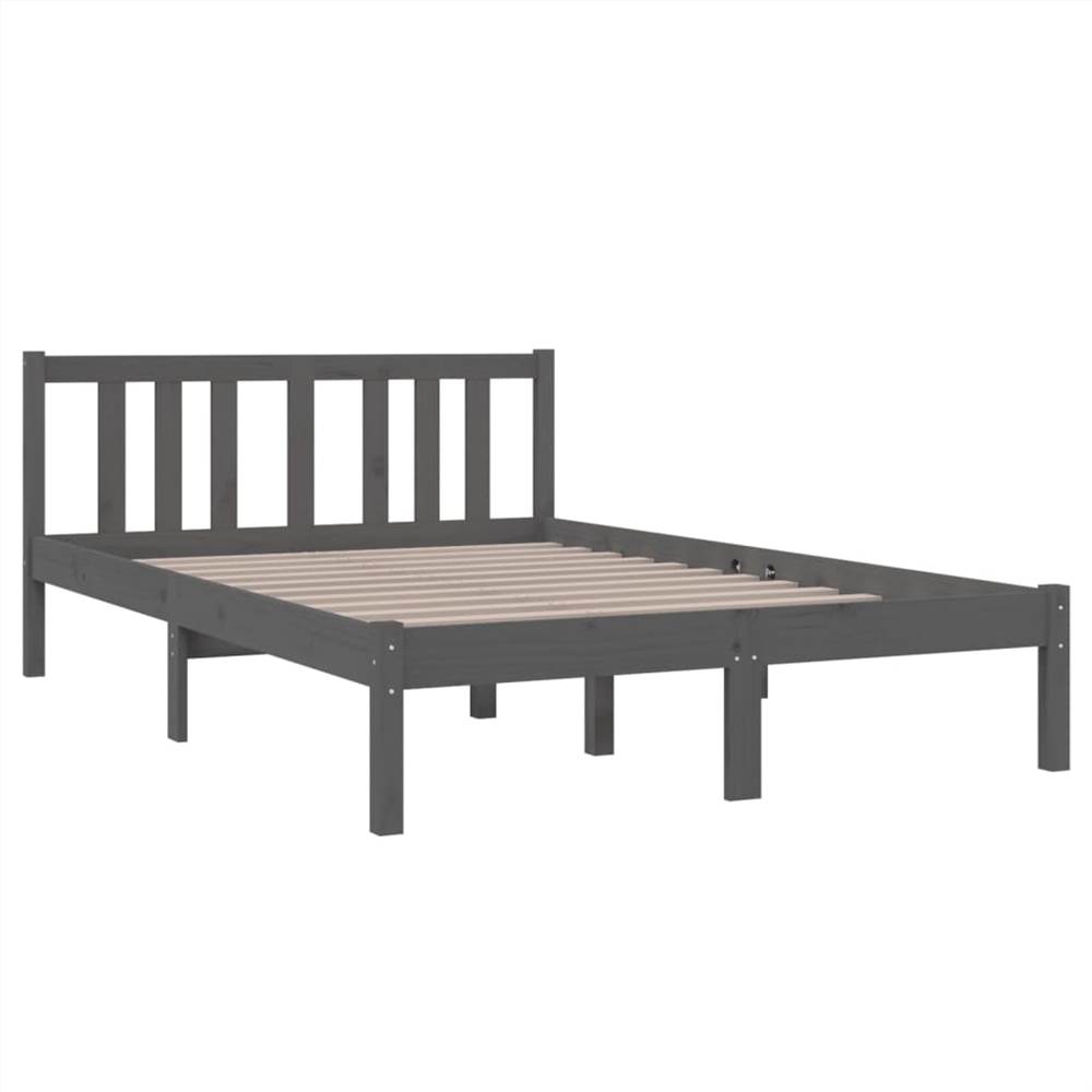 Bed Frame Grey Solid Wood 120x190 cm 4FT Small Double