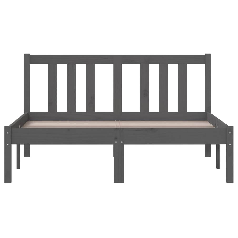 Bed Frame Grey Solid Wood 120x190 cm 4FT Small Double