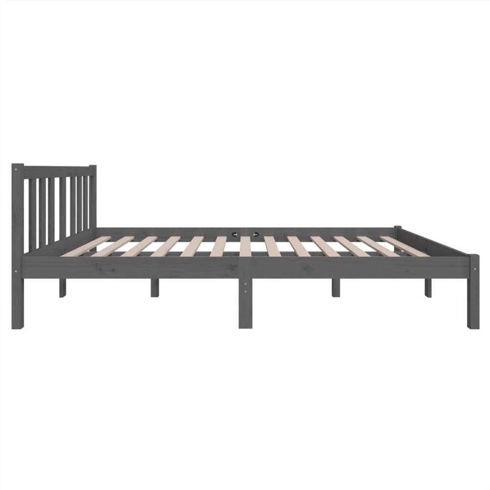 Bed Frame Grey Solid Wood 120x190 cm 4FT Small Double