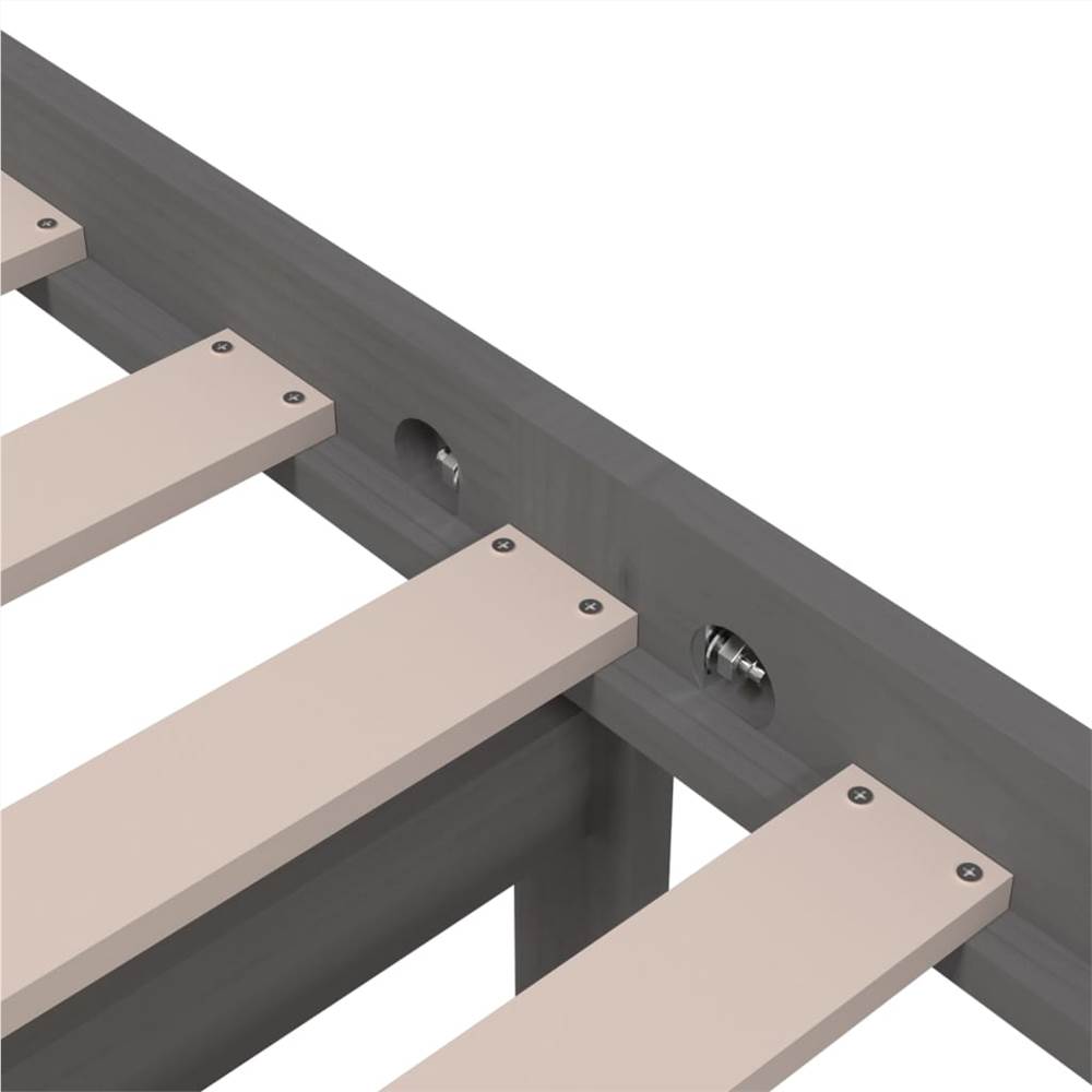 Bed Frame Grey Solid Wood 120x190 cm 4FT Small Double