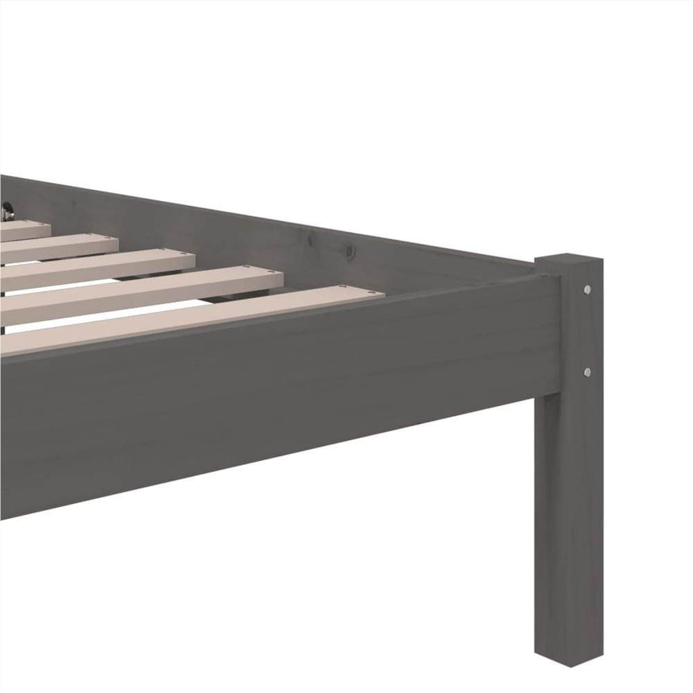 Bed Frame Grey Solid Wood 120x190 cm 4FT Small Double
